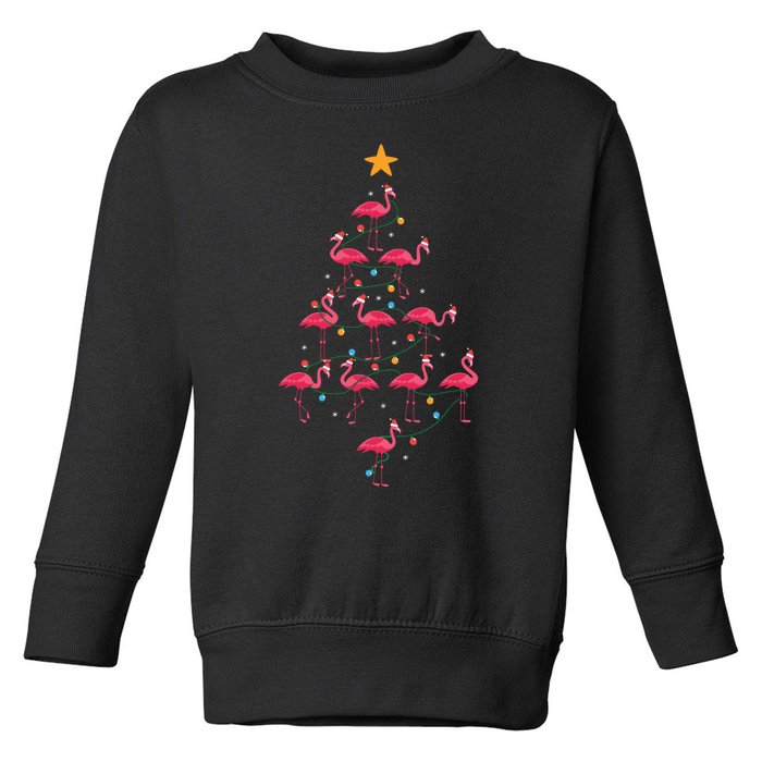 Pink Flamingo Christmas Tree Cute Flamingos Holiday Deco Toddler Sweatshirt