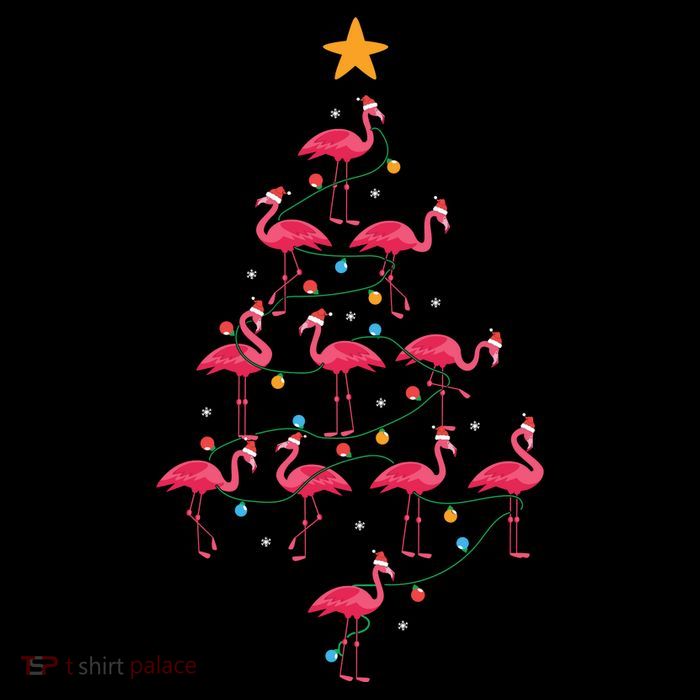 Pink Flamingo Christmas Tree Cute Flamingos Holiday Deco Kids T-Shirt