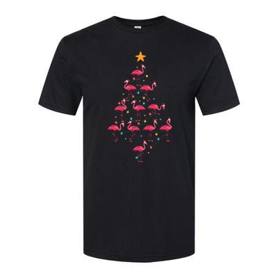 Pink Flamingo Christmas Tree Cute Flamingos Holiday Deco Softstyle® CVC T-Shirt