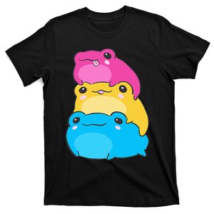 Pansexual Flag Color Frogs Subtle Pan Pride LGBTQ Aesthetic T-Shirt