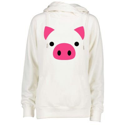 Pig Face Costume Funny Halloween Womens Funnel Neck Pullover Hood