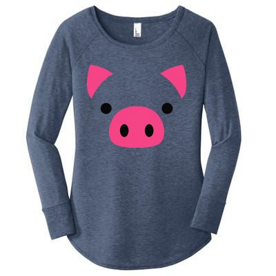 Pig Face Costume Funny Halloween Women's Perfect Tri Tunic Long Sleeve Shirt