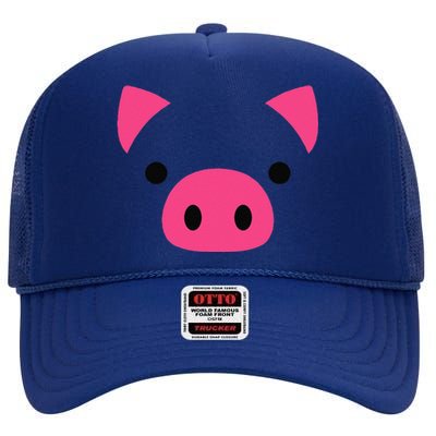 Pig Face Costume Funny Halloween High Crown Mesh Back Trucker Hat