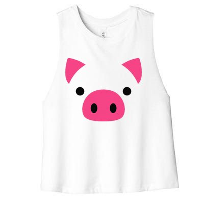 Pig Face Costume Funny Halloween Women's Racerback Cropped Tank