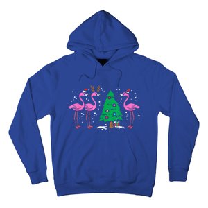 Pink Flamingo Christmas Palm Tree Tropical Xmas Funny Great Gift Hoodie