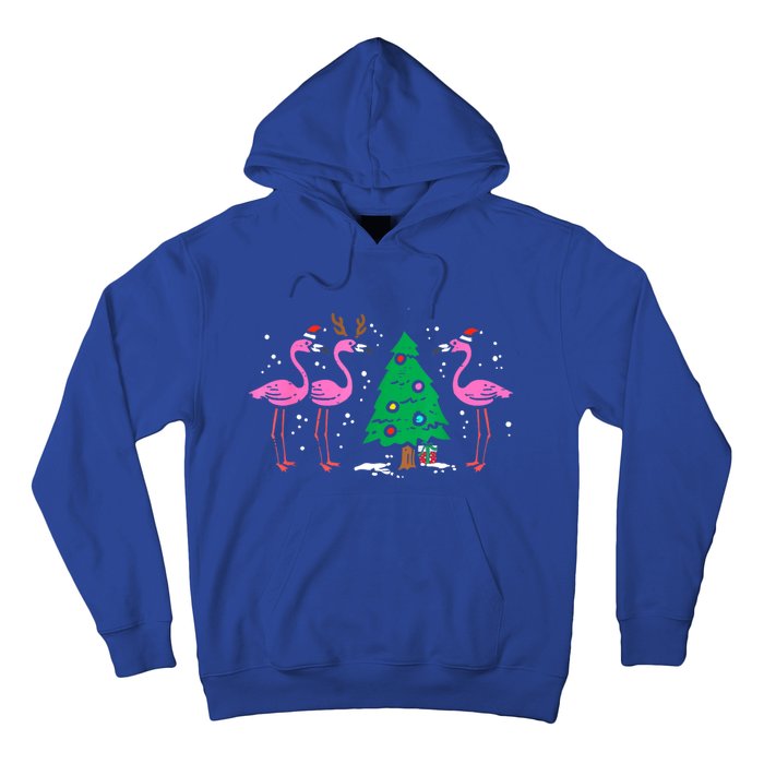 Pink Flamingo Christmas Palm Tree Tropical Xmas Funny Great Gift Hoodie