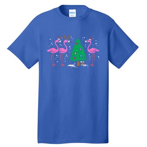 Pink Flamingo Christmas Palm Tree Tropical Xmas Funny Great Gift Tall T-Shirt