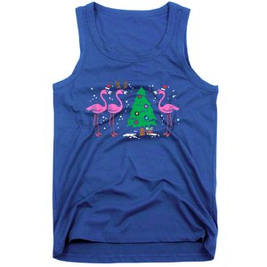 Pink Flamingo Christmas Palm Tree Tropical Xmas Funny Great Gift Tank Top