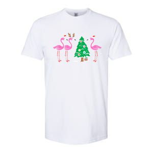 Pink Flamingo Christmas Palm Tree Tropical Xmas Funny Great Gift Softstyle CVC T-Shirt