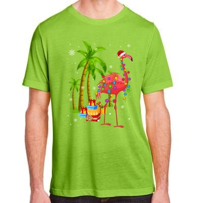 Pink Flamingo Christmas Palm Tree Tropical Xmas Funny Meaningful Gift Adult ChromaSoft Performance T-Shirt