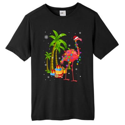 Pink Flamingo Christmas Palm Tree Tropical Xmas Funny Meaningful Gift Tall Fusion ChromaSoft Performance T-Shirt