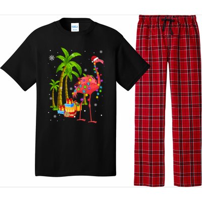 Pink Flamingo Christmas Palm Tree Tropical Xmas Funny Meaningful Gift Pajama Set