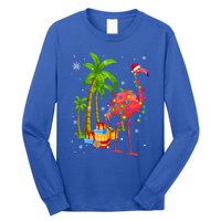 Pink Flamingo Christmas Palm Tree Tropical Xmas Funny Meaningful Gift Long Sleeve Shirt