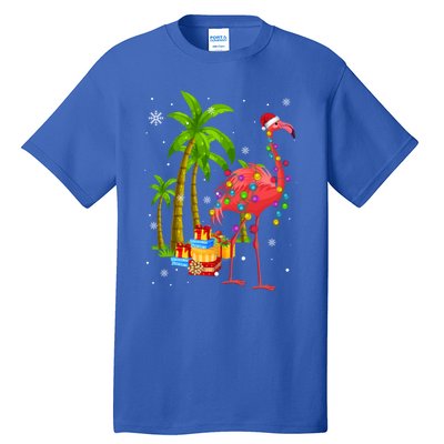 Pink Flamingo Christmas Palm Tree Tropical Xmas Funny Meaningful Gift Tall T-Shirt