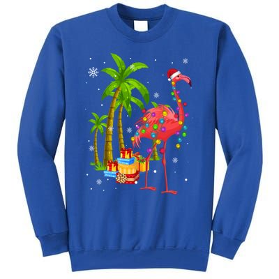 Pink Flamingo Christmas Palm Tree Tropical Xmas Funny Meaningful Gift Tall Sweatshirt