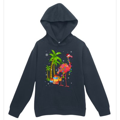 Pink Flamingo Christmas Palm Tree Tropical Xmas Funny Meaningful Gift Urban Pullover Hoodie