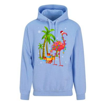 Pink Flamingo Christmas Palm Tree Tropical Xmas Funny Meaningful Gift Unisex Surf Hoodie