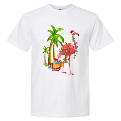 Pink Flamingo Christmas Palm Tree Tropical Xmas Funny Meaningful Gift Garment-Dyed Heavyweight T-Shirt