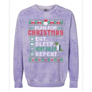 Plan For Christmas Eat Sleep Mint Julep Repeat Cocktail Gift Colorblast Crewneck Sweatshirt