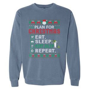 Plan For Christmas Eat Sleep Mint Julep Repeat Cocktail Gift Garment-Dyed Sweatshirt