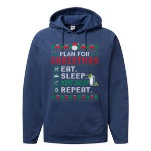 Plan For Christmas Eat Sleep Mint Julep Repeat Cocktail Gift Performance Fleece Hoodie