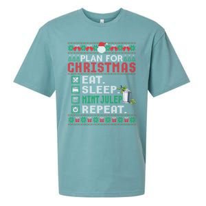 Plan For Christmas Eat Sleep Mint Julep Repeat Cocktail Gift Sueded Cloud Jersey T-Shirt