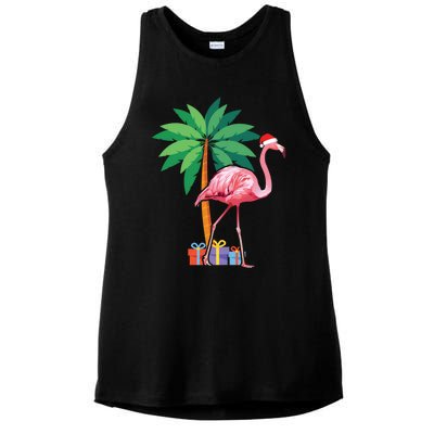 Pink Flamingo Christmas Gift Christmas Party Gift Ladies PosiCharge Tri-Blend Wicking Tank