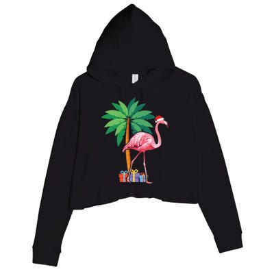 Pink Flamingo Christmas Gift Christmas Party Gift Crop Fleece Hoodie