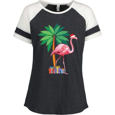 Pink Flamingo Christmas Gift Christmas Party Gift Enza Ladies Jersey Colorblock Tee