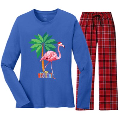 Pink Flamingo Christmas Gift Christmas Party Gift Women's Long Sleeve Flannel Pajama Set 