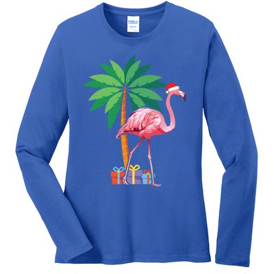 Pink Flamingo Christmas Gift Christmas Party Gift Ladies Long Sleeve Shirt