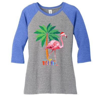 Pink Flamingo Christmas Gift Christmas Party Gift Women's Tri-Blend 3/4-Sleeve Raglan Shirt