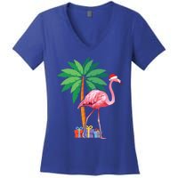 Pink Flamingo Christmas Gift Christmas Party Gift Women's V-Neck T-Shirt