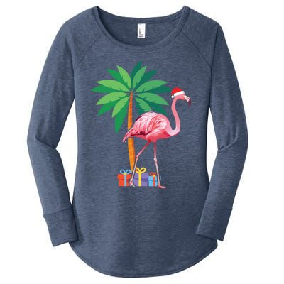 Pink Flamingo Christmas Gift Christmas Party Gift Women's Perfect Tri Tunic Long Sleeve Shirt