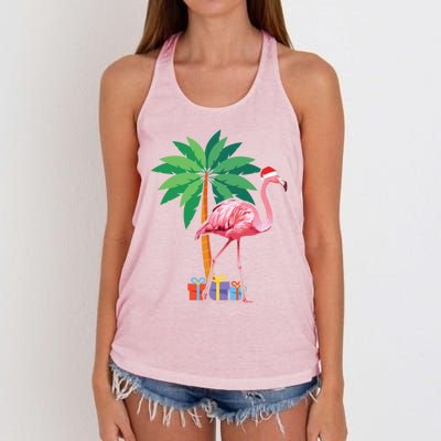 Pink Flamingo Christmas Gift Christmas Party Gift Women's Knotted Racerback Tank