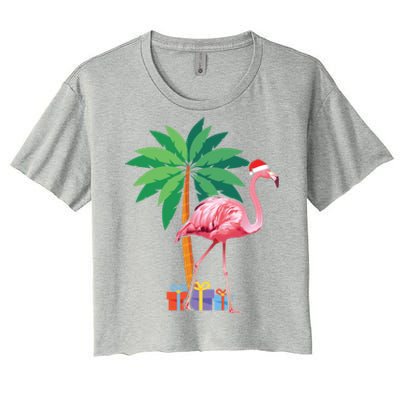 Pink Flamingo Christmas Gift Christmas Party Gift Women's Crop Top Tee