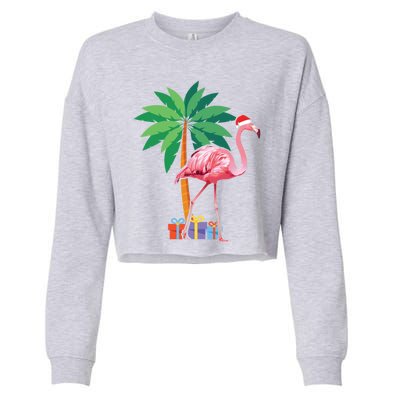 Pink Flamingo Christmas Gift Christmas Party Gift Cropped Pullover Crew