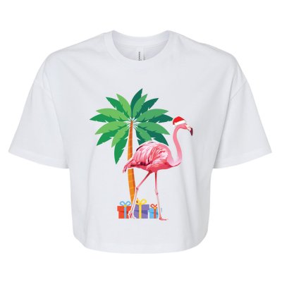 Pink Flamingo Christmas Gift Christmas Party Gift Bella+Canvas Jersey Crop Tee