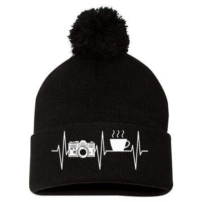 Photographer Funny Coffee Lover Camera Photography Pom Pom 12in Knit Beanie