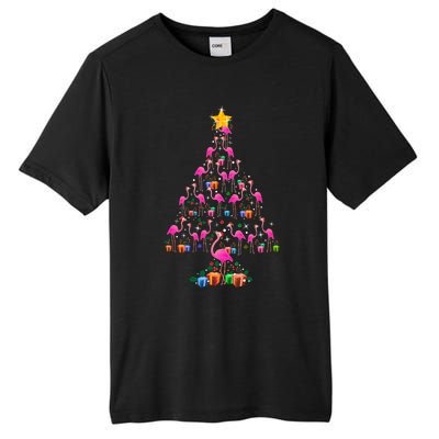 Pink Flamingo Christmas Tree Cute Flamingos Holiday Decor Gift Tall Fusion ChromaSoft Performance T-Shirt