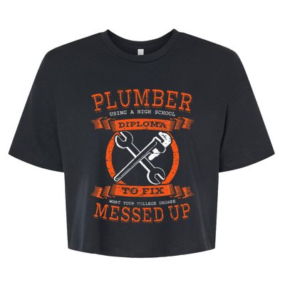 Plumber Funny College Plumbing Joke Pun Item Bella+Canvas Jersey Crop Tee