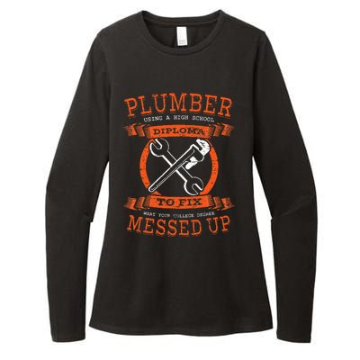 Plumber Funny College Plumbing Joke Pun Item Womens CVC Long Sleeve Shirt