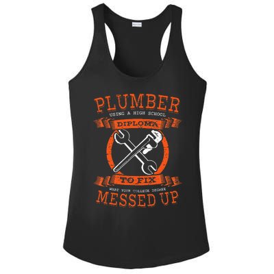 Plumber Funny College Plumbing Joke Pun Item Ladies PosiCharge Competitor Racerback Tank