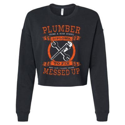 Plumber Funny College Plumbing Joke Pun Item Cropped Pullover Crew