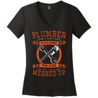 Plumber Funny College Plumbing Joke Pun Item Women's V-Neck T-Shirt