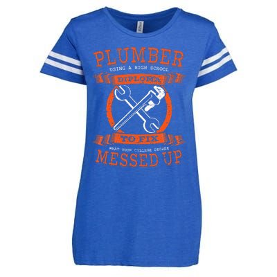 Plumber Funny College Plumbing Joke Pun Item Enza Ladies Jersey Football T-Shirt