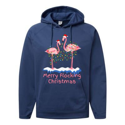 Pink Flamingos Christmas Gift Performance Fleece Hoodie