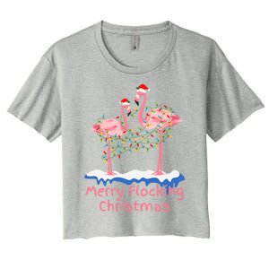 Pink Flamingos Christmas Gift Women's Crop Top Tee