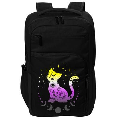 Pride Flag Colors N.O.N.B.I.N.A.R.Y Astronomy Cat Impact Tech Backpack