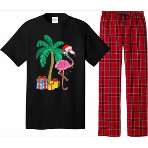 Pink Flamingo Christmas Palm Tree Tropical Xmas Funny Pajama Set